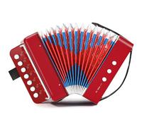 Acordeon Niño, Acordeón Infantil de 10 Teclas con Correas, Instrumento Musical de Acordeón Regalo para Principiantes, Instrumento Musical Acordeón para Niños de Más de 3 Años, Rojo