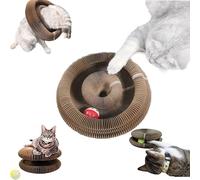 Acordeón para Gatos - Diseñado para Gatos Bambino- Juguete rascador 3 en 1 de cartón Corrugado con Pelota, túnel Interactivo y Alfombra rascadora A