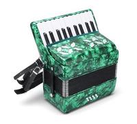 Acordeón Profesional Concertina de 22 Teclas y 8 Bajos, Diseño y Tamaño Estándar Internacional para Principiantes (GREEN)