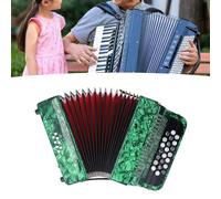 Acordeón SustVita de 22 teclas y 8 bajos con teclas sensibles antideslizantes para interpretaciones/exámenes profesionales, que proporciona un sonido rico, incluye correas y bolsa (Green)