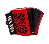 ACORDEONES DIAT. BOTONES. HOHNER Acordeon de piano cromatico EL REY DEL VALLENATO GCF ROJO SILVER GRILL.