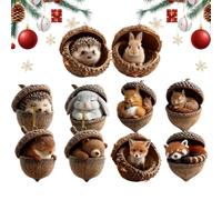Acorn Christmas Decor - 2D Holiday Ornaments, Cute Animal Pendant, Winter Hanging Decoration, Festive Hanging Charms | Pendant,for Car Rearview Mirror Window Wall Door Winter Home Party Family Friends