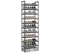 AcornFort® S-538 - Zapatero Ajustable de 10 Niveles para 30 Pares de Zapatos, 56 x 30 x 170 cm, diseño Resistente, Ahorro de Espacio, Color Negro