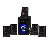 Acoustic Audio by Goldwood AA5400 - Juego de Sistema de Sonido Envolvente para Cine en casa con subwoofer, 5 Altavoces satélite con Cable, Pantalla LED y Control Remoto, Color Negro