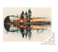 Acoustic Guitar Nature 100% Recycled Cardboard Double Exposure 1000 Piece Jigsaws Adults and Children Challenging Brainteasing 52x38cm/1000pcs