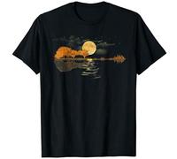 Acoustic Guitar Player Guitar Lake Shadow Men's T-Shirt Unisex Black Cotton Print tee Shirts L