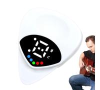 Acoustic Guitar Tuner, Small 2-in-1 Picks and Tuning Tool, ABS and Metal Electric Guitar Accessory for Beginners, Battery Powered Aid for Women and Men Players, 1.57x1.26x0.28 Inches