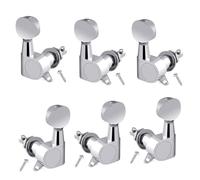 Acoustic Guitar Tuners - Fully Enclosed Oval Head Knobs, 3 Left + 3 Right Guitar Machine Heads Replacement Set for Electric & Acoustic Folk Guitars, Durable Tuning Pegs