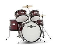 Acoustic Junior Drum Kit 5-Piezas Kid Drum Set para niños de 5-10 años con Snare, Bass, Tom, platillos Rojo
