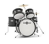 Acoustic Junior Drum Kit Negro 5-Piezas Kid Drum Set para niños de 5-10 años con Snare, Bajo, Tom, platillos