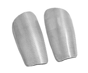 Acouto 1 par de Espinilleras de Fútbol de Fibra de Carbono con Bolsa de Almacenamiento Equipo de Fútbol Protector Ligero para Juegos de para Niños Plata M Espinillera de Excellen Espinillera de (S)