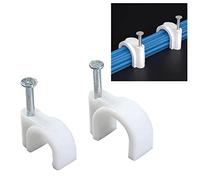 Acouto 100 PCS 5 Mm Clamp/Holder de Línea de Clavo de Acero Clips de Fijación de Cable Redondos para Gestión de Cables Montados en la Pared Resistente a Roturas Fácil de Sujetar y Mantener el