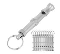 Acouto 10PCS Entrenador de Silbato para Perros Ajustable Ondas de Sonido Suministros de Entrenamiento para Mascotas de Acero Inoxidable Mascota Entrenada Larga con Bucle en de Metal Equipada Simple
