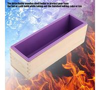 Acouto 1200 Ml de Rectángulo de de Silicona Herramienta de Bricolaje para Hornear Chocolate de Hielo de Pastel, Morado + Madera, Material de Grado Alimenticio, Lavavajillas Seguros, Ampliamente