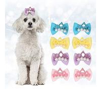 Acouto 20pcs Perro Pet Puppy H Bows Rubber Ba Ba Grooming Pet H Bows Dog Puppy Dog SM Teddy So BEA
