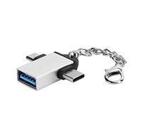 Acouto 2PCS Carcasa de Aleación de Aluminio 2 en Convertidor OTG Adaptador USB 3 0 a USB Tipo C con Cadena para Oro con Cadena Mouse para Más Convertidor de EE. UU. Adaptador OTG (Plata con)