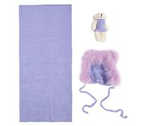 Acouto 3 Piezas de Atrezos para Fotografía de Bebés, Sombrero, Manta, Conjunto de Juguetes, Ropa de Disfraz para Recién Nacidos, café para y sobre Sombrero Tejido, Hecho, Material de Tres Piezas,