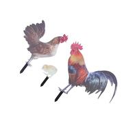 Acouto 3 Piezas Gallo Gallina Pollito Enchufe de Tierra Simulación Estereoscópica Multiusos Colorido Pollo Jardín Estaca para Jardines Al Aire Libre Patios Traseros el Césped Es una Simulación de