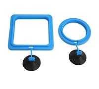 Acouto Anillo Flotante de Alimentación de Peces para Acuario con Ventosa, Material ABS, Alimentador de Alimentos Redondo y Cuadrado para Pecera, Varilla Giratoria Ajustable,
