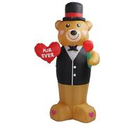 Acouto Bear de Peluche Inflable 210t Fibra de Poliéster 185 Cm IP44 Impermeable con un Potente Soplador LED Soplando Oso para la Decoración del Día de San Valentín US Enchip 100? 120 V E. (EU