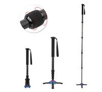 Acouto C-333+M-1 Trípode Monopie Telescópico Portátil de Fibra de Carbono para Exteriores Bastón de Montañismo para Cámara DSLR Plegable de 5 Cm de Longitud monopié Ligero Carbon 50 Máximo Cómodo