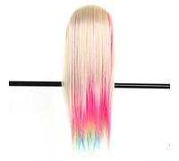Acouto Cabeza de maniquí Colorida, Modelo de Entrenamiento de Fibra de Alta Temperatura para Práctica de Peluquería y Trenzado de 57 a 66 Cm para Estudiantes de Cosmetología (WHITE)
