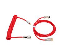 Acouto Cable de Teclado Mecánico Doble Bobina Personalizada con Metal Desmontable Aviación USB C A USB A Conector de Aviación de Teclado Rojo Opuesto Al Cable de Mecánico Circular Tipo C (rojo)