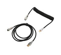 Acouto Cable de Teclado Mecánico Doble Bobina Personalizada con Metal Desmontable Aviación USB C A USB A Conector de Aviación de Teclado Rojo Opuesto Al Cable de Mecánico Circular Tipo C (BLACK)