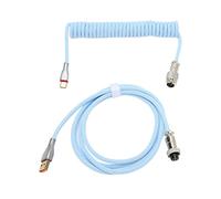 Acouto Cable de Teclado Mecánico Doble Bobina Personalizada con Metal Desmontable Aviación USB C A USB A Conector de Aviación de Teclado Rojo Opuesto Al Cable de Mecánico Circular Tipo C (BLUE)