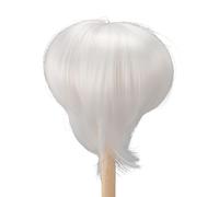 Acouto Camino Sintético Realista de 1/4 Muñeca para la Circunferencia de la Cabeza de 18.5-21 Cm, Peluca Recta de Muñeca para Amantes de (WHITE)