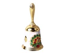 Acouto Campana de Llamada Manual de Latón Súper Macizo, Campana de Cena de Aleación Duradera, Perfecta para Uso Junto a la Cama de Profesores y Personas Mayores (Dorado con blanco colorido)