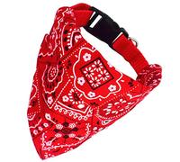 Acouto Collar para Mascotas Collar para Perros con Estampado Triangular Transpirable y Agradable para la Piel con Bufanda para Gato Rojo L 2 0 Cm/0 8 Pulgadas Material de Lino Seco H para Mascotas