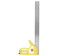 Acouto Combinación de Acero Inoxidable Regla Portátil Herramienta de Medición de Madera Amarillo 300 Mm para 180 Grados 45 a Combinación Cuadrada Regla de ángulo Combinada Ajustable Cuadrado