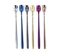 Acouto Conjunto de Cuchara de Mezcla de Acero Inoxidable Suave para Helado de Postres 15 Cm para una Cucharadita de Uso Múltiple Combinación de Seis Colores