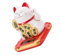 Acouto Gato Que Agita, Gato de la Suerte con Energía Solar, Plástico, 6,3 X 6 X 7 Cm, de la Fortuna Que Hace Señas para el Salpicadero del Coche, Hogar, Oficina, Tienda, Restaurante, Decoración,