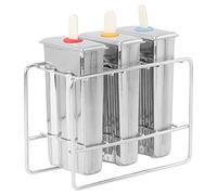 Acouto Ice, Household 304 de acero inoxidable DIY con kit de cepillo de limpieza y soporte para palo herramienta de cocina (3 ranuras dobles de cabeza plana + estante)