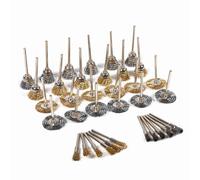 Acouto Juego de 36 Cepillos de Rueda de Alambre de Acero y Latón, Mini Herramienta de Pulido Rotativa, Cobre y Acero Inoxidable, Ideal para Limpiar Superficies Metálicas