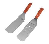 Acouto Juego de Espátulas Compensadas, Espátula para Pasteles de Acero Inoxidable con de Haya, Espátulas para Glaseado Redondas y Ranuradas, para Decoración de Pasteles, Mezcla para Hornear y