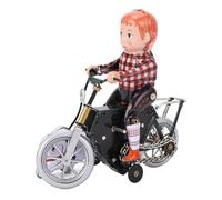 Acouto Juguete de Reloj Retro Boy Walk The Dog by Bike Waink Up Tin Toy para la Decoración de la Recolección una Vez Arriba Paseos por la Herida Bik Little Clockwork Toyretrowork Toyclockwork