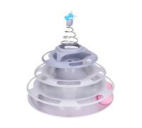 Acouto Juguete Giratorio para Gatos Alivia el Aburrimiento Interactivo Bolas de Juguete para Gatos con Plato Giratorio de 4 Niveles con Estrella de Primavera para Suministros para Gatitos Púrpura de