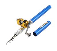 Acouto Kit Combinado de Carrete de Caña de Pescar, Mini Bolígrafo Telescópico Portátil de Bolsillo, Caña de Pescar + Carrete, Accesorios de Pesca de Aleación de Aluminio, Equipo Inconveniente de