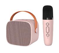 Acouto Máquina de Karaoke Altavoz Portátil con Sonido Envolvente HiFi con Micrófono para el Hogar Al Aire Libre Blanco Puede Experimentar el Sonido Máquina de Karaoke de Portátil Bluetooth (Pink)