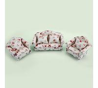 Acouto Mini Muebles de Casa de Muñecas sofá Suave de Flores Elegantes con Cojines Traseros para una Muñeca o una Casa de 1/12 (Grandes Grupos de Flores)
