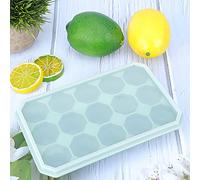 Acouto Molde de Cubitos de Hielo de Silicona con 15 Compartimentos y Tapa, Fondo de Presión para Fácil Liberación, para Congelar Caramelos Yogur Chocolate, Apto para Horno y Microondas (verde bambú)