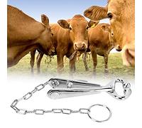 Acouto Nariz de Vaca con Cadena de Acero para Vacunador de Ganado de Granja Las Herramientas para Etiquetas de Oreja Son Resistentes para el Plomo de Nariz de Vaca Plomo de de de Acero para de