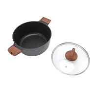Acouto Olla para Sopa con Tapa Transparente a Prueba de Palos, Olla para Estofado de Aleación de Aluminio con para Evitar Quemaduras, para Estufa de Gas de Inducción, para Sopa Negra de 20 Cm con