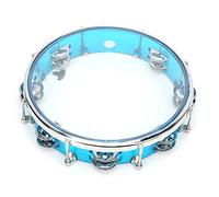 Acouto Pandereta de Doble de 10 Pulgadas, Instrumento de Cascabeles de Percusión para Actuaciones en Fiestas, Azul y la Misma Campana Ta TambourineHand Jingles InstrumentPercussion JinglesHand (BLUE)