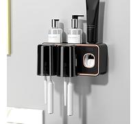 Acouto Partido del Soporte del Cepillo de Dientes de Perforación del Cepillo de Dientes con Dispensador de Pasta de Automática Puede Cada de Cada Cepillador de de tierra. (BLACK)