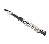 Acouto Piccolo C Chapado en Plata Desmontable con Destornillador, Caja de Cuero de PU, Juego de Herramientas Piccolo de Materia de Juego de de 16 Agujeros Kit de Plateado (BLACK)