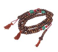 Acouto Pulsera de hueso Yak, Collar de rosario portátil de estilo étnico con 108 perlas para uso diario, oración o colgar en el espejo retrovisor del coche